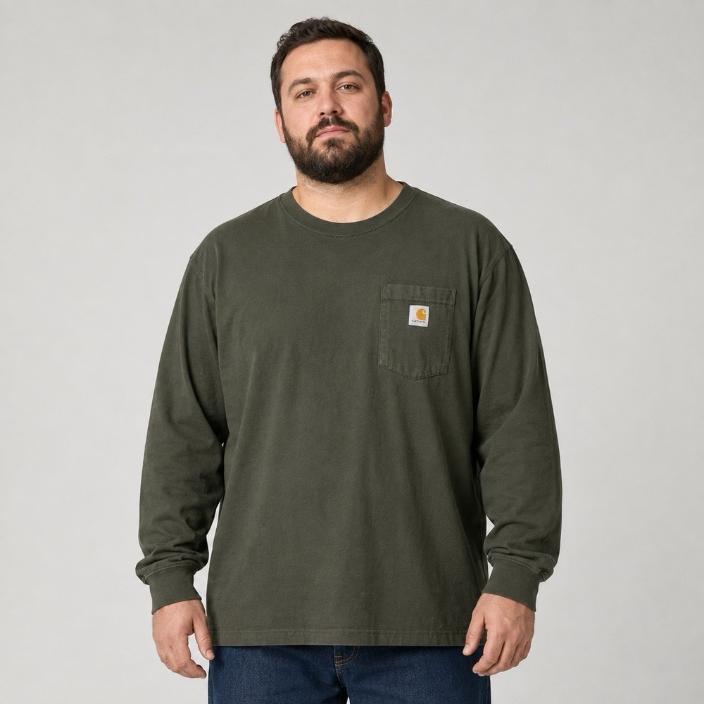 Carhartt Long Sleeve Pocket T Shirt XL Olive Green Workwear Streetwear Heritage